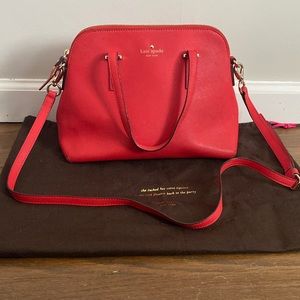 Kate Spade red leather handle cross body wdust bag